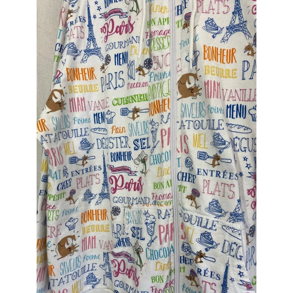 Disney Parks Paris Foodie Graphic Hoodie Zip Up XXL Eiffel Tower Graphic - Picture 5 of 11